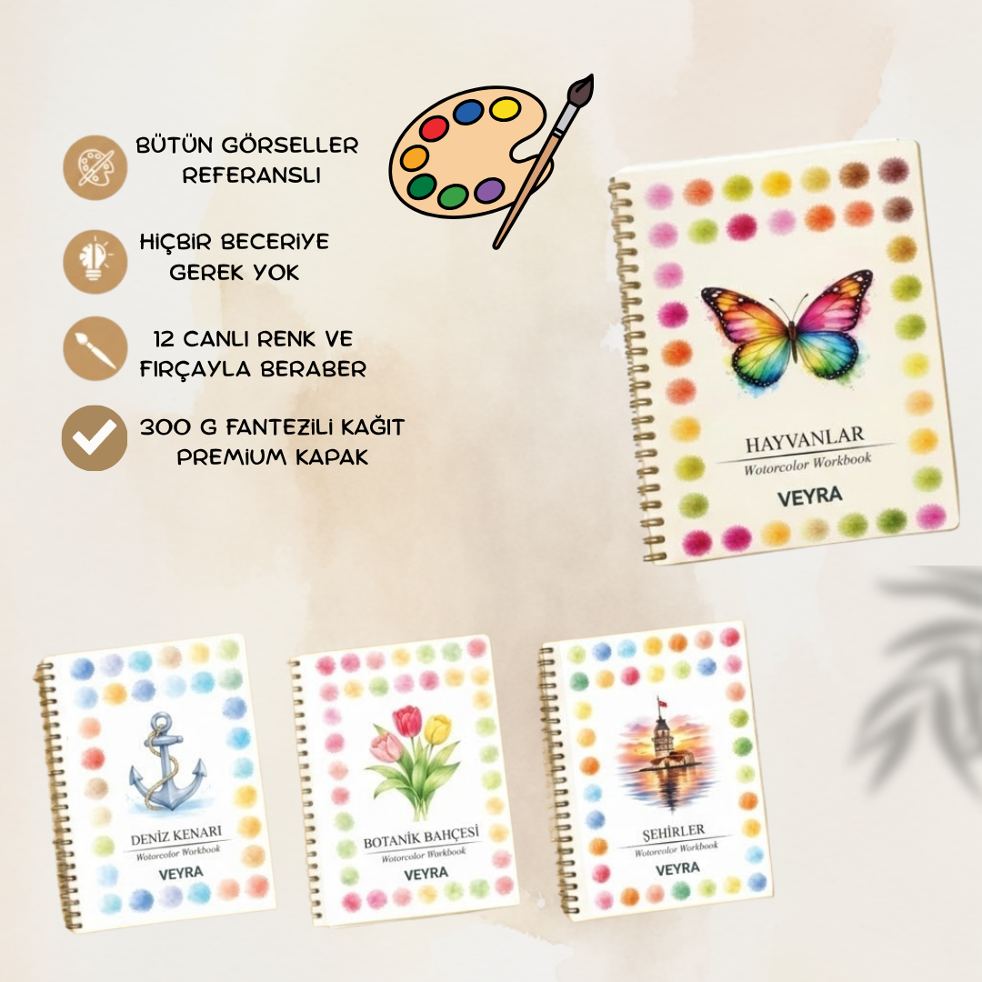Veyra Rehberli Sulu boya Boyama Kitapları