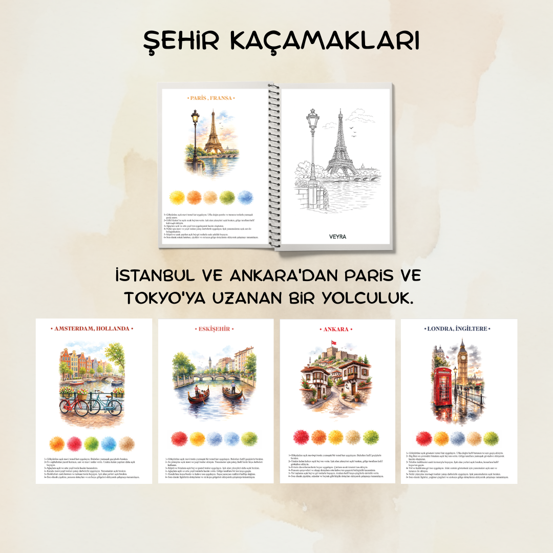 Veyra Rehberli Sulu boya Boyama Kitapları