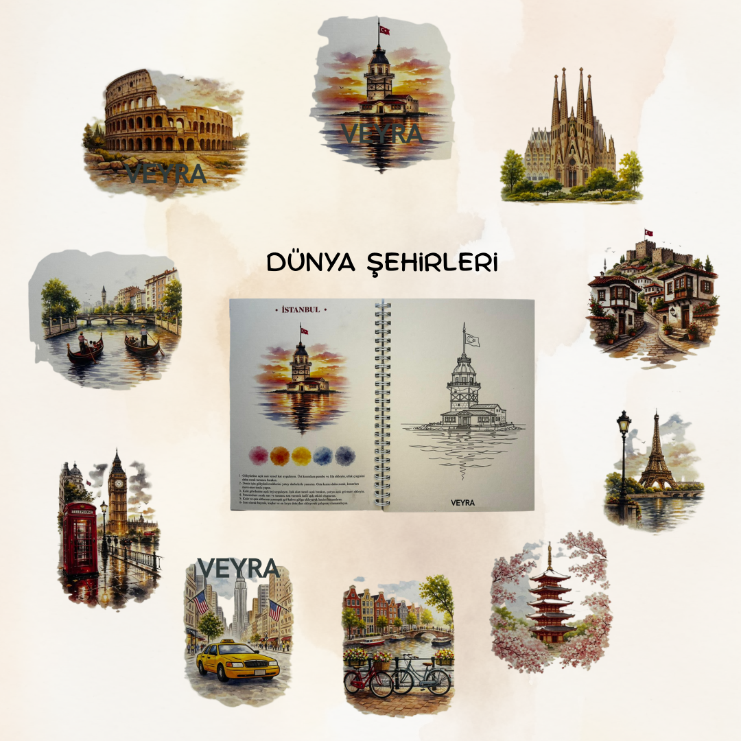 Veyra Rehberli Sulu boya Boyama Kitapları