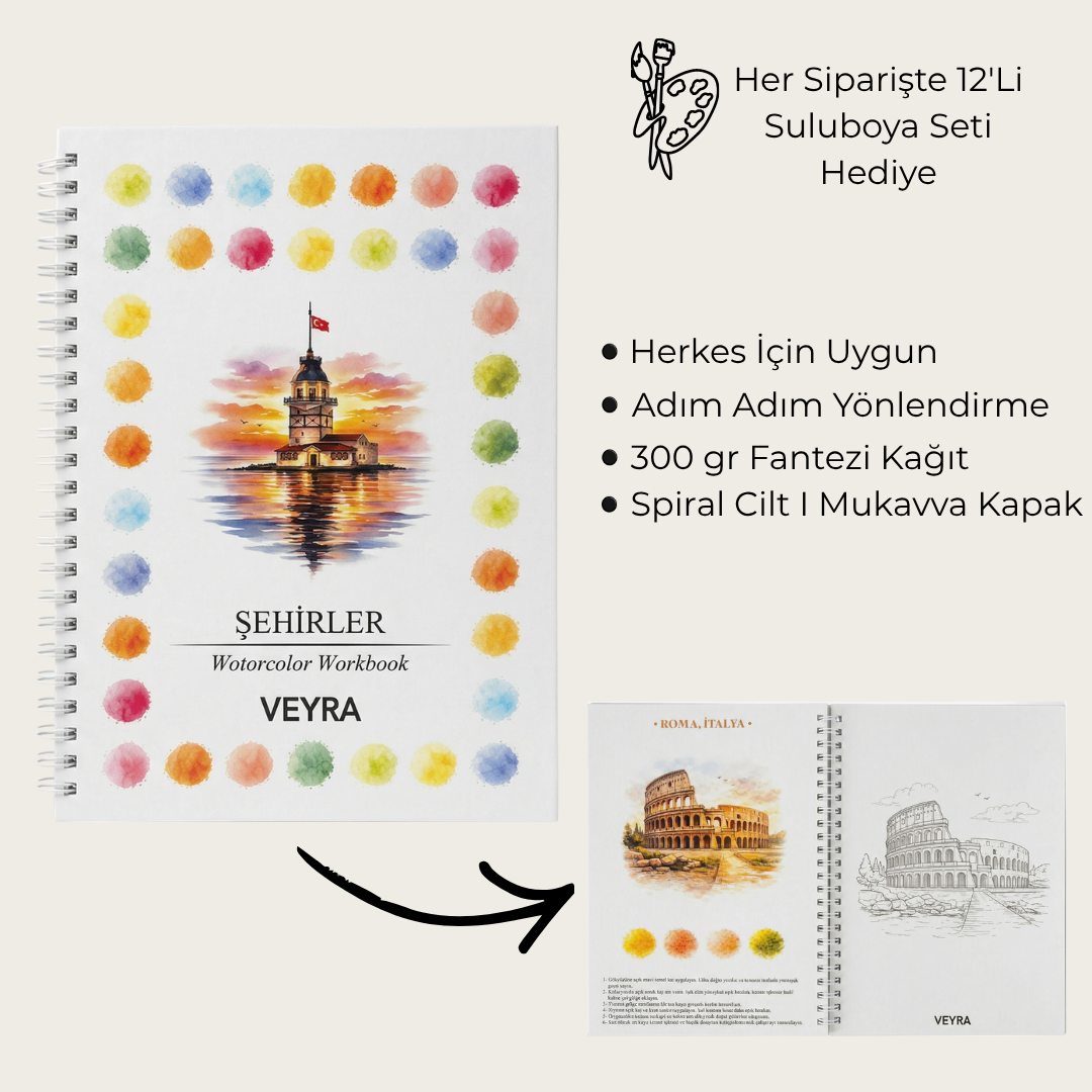 Veyra Rehberli Sulu boya Boyama Kitapları